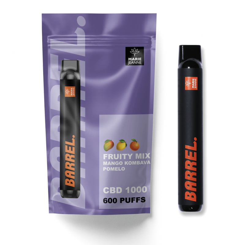 🎁 Barrel FRUITY MIX - 600 Puffs CBD 🥭🍋🍊 (100% off)