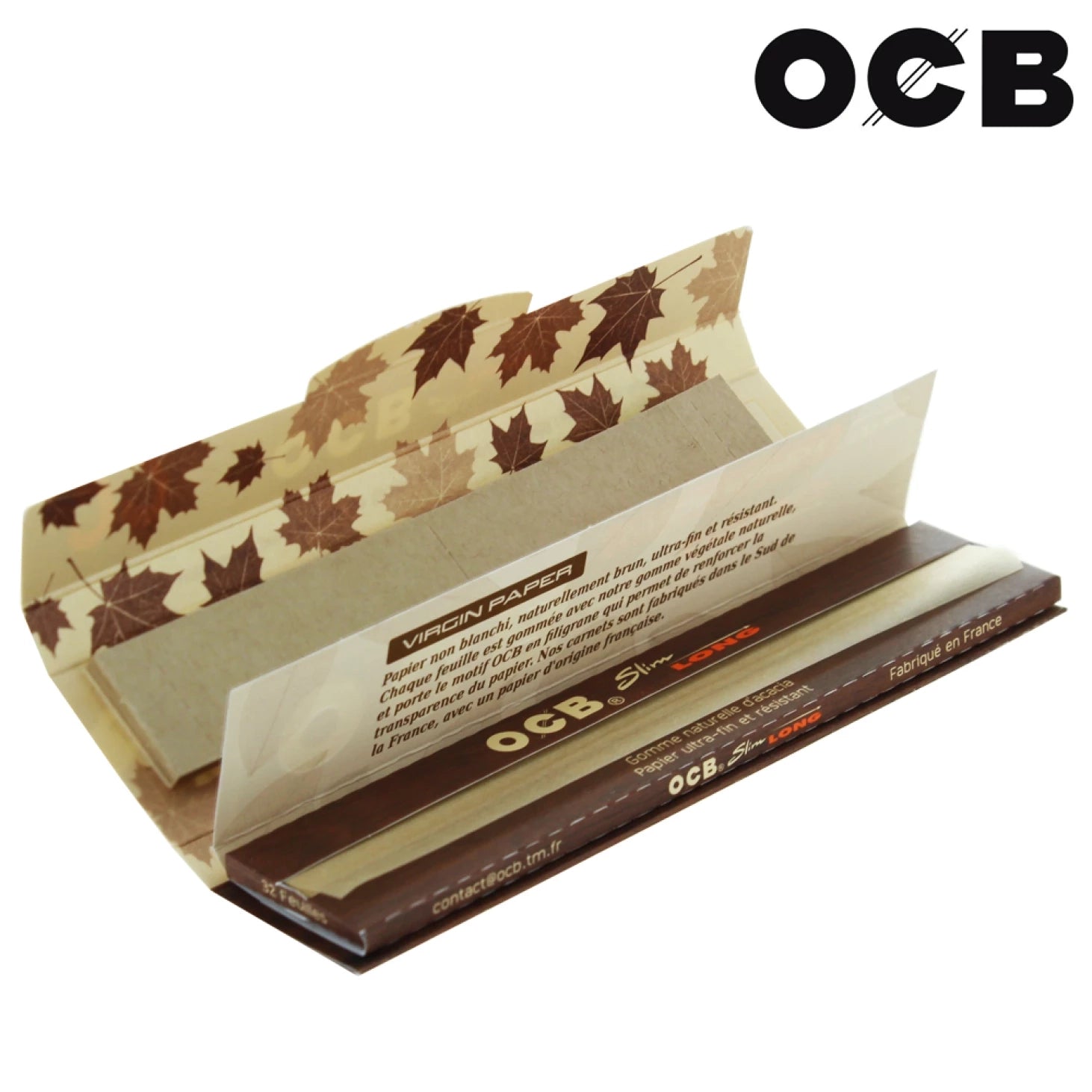 Carnet-de-Grandes-Feuilles-a-Rouler-OCB-Slim-Virgin-Long-125mm-avec-Filtres Calibud CBD