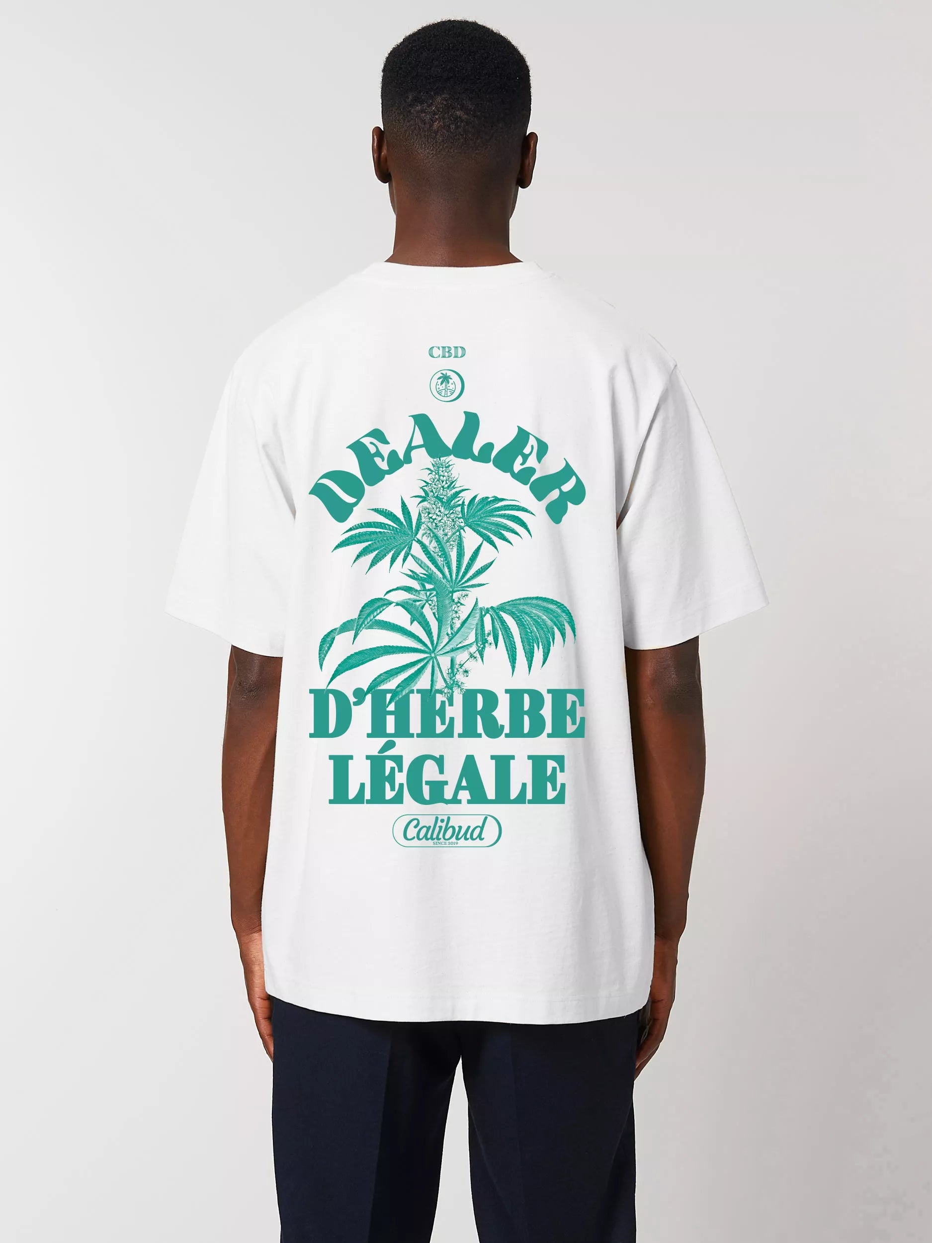 Accessoire CBD t shirt blanc dos calibud CBD