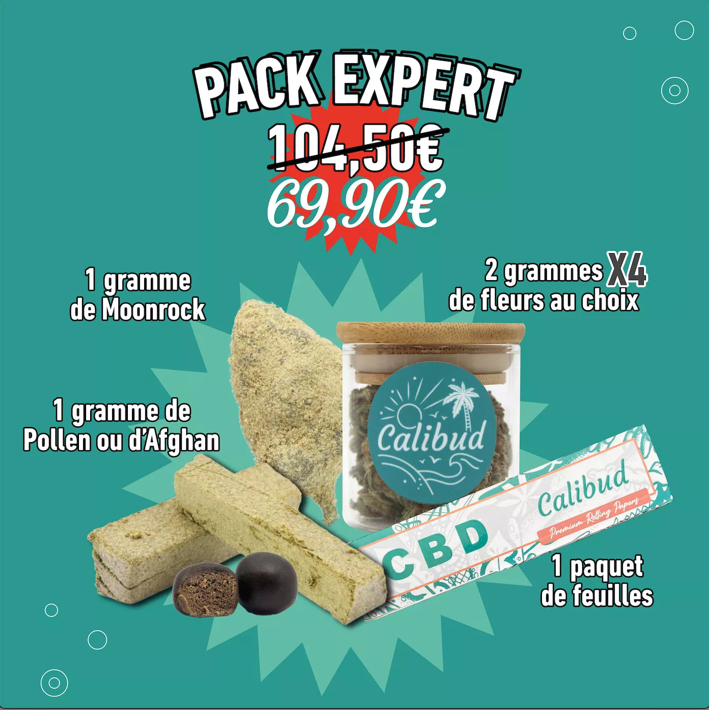 Pack expert CBD moonrock CBD fleurs de CBD pollen CBD afghan hash CBD feuilles CBD green door indoor extraction resine produits CBD Calibud CBD Marseille